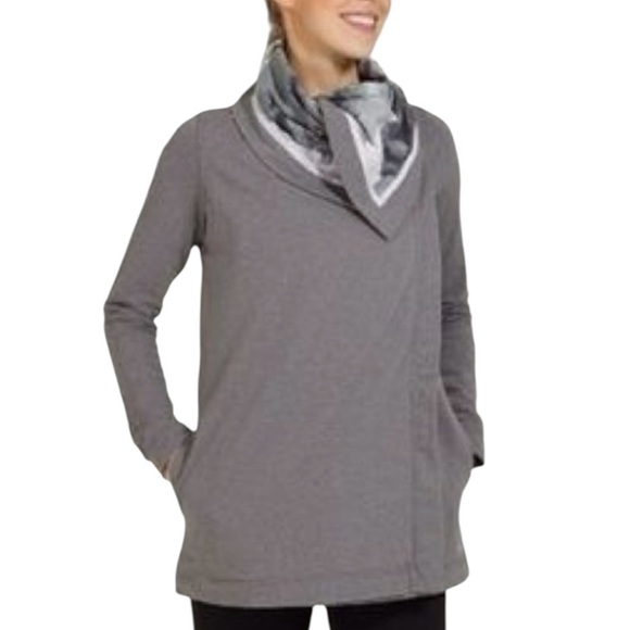 Lululemon Gray Savasana Layered Convertible Wrap Cardigan French Terry‎ Jacket 6 - Picture 1 of 12